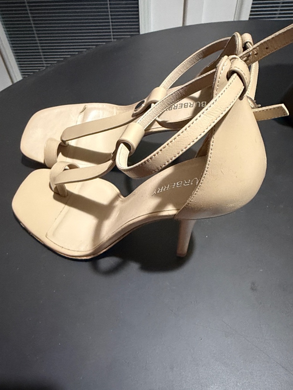Burberry Beige T-Strap Ankle-Strap Heeled Sandals - Picture 3 of 6